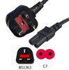 BS1363 standard UK fused plug to IEC C7Appliance Power Cord with British ASTA and Saudi Arabia SASO