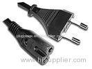 International Black Male To Female AC Power Cord Two Prong H03VVH2-F Jacket