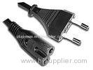 International Black Male To Female AC Power Cord Two Prong H03VVH2-F Jacket