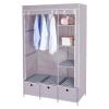 Modern Design Double Door Canvas Wardrobe With Shelves And Drawers