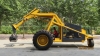 three wheel logger with swing grapple and telescopic boom