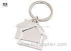 House Shaped Metal Key Ring Holder Shiny Silver Plating For Any Logo
