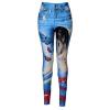 Butterfly Girl Printing Faux Denim Leggings