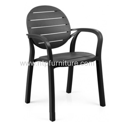 black plastic restaurant dining arm chair