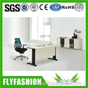 Simple Style Wooden Top With Metal Frame Office Table