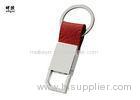 Silver Metal Personalised Leather Keyring For Men Zinc Alloy Material