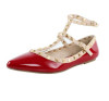 Pointy toe studded flat women sandals red