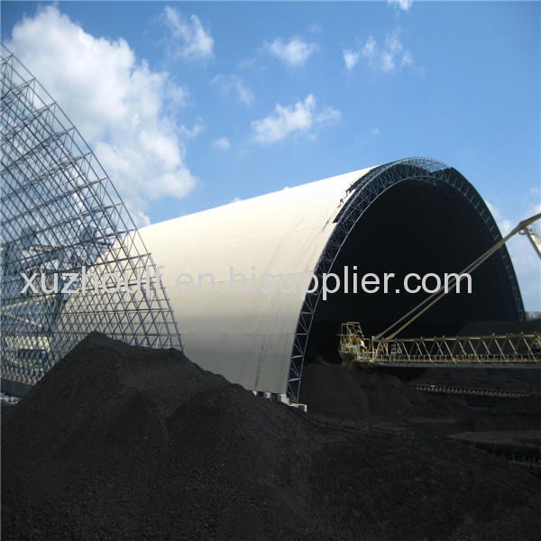 Prefabricated Steel Space Frame Coal Sheds With Dome Roof Shape