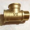 LOT 2 Tee 3 Way Brass Pipe fitting Connector 1/2&quot; BSP Female x 1/2&quot; BSP Female x 1/2&quot; BSP male Thread for water fuel gas