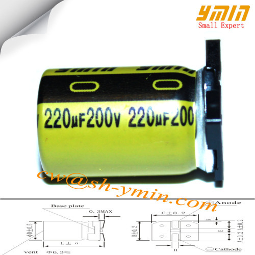 200V 100uF 12.5x21mm SMD Capacitors VKM Series 105C 7000 ~ 10000 Hours SMD Aluminium Electrolytic Capacitors RoHS