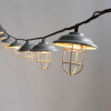 Decorative Galvanized hood & wire cage string light 10ct