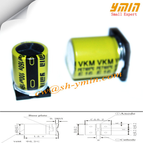 160V 100uF 12.5x17mm SMD Capacitors VKM Series 105C 7000 ~ 10000 Hrs Electrolytic Capacitors for Solar LED Driver RoHS