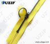 gun metal jean yellow zipper