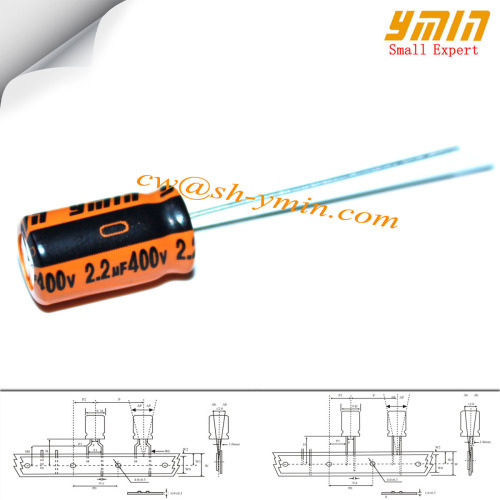 400V 2.2uF 6.3x9mm Capacitors LKG 105C 8000 ~ 12000 Hrs Radial Aluminium Electrolytic Capacitors for LED Power Inverter