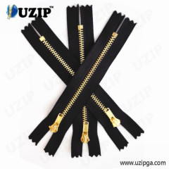 gold teeth metal zipper with metal slider