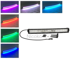 120w 22 Inch Curved Led Bar Off Road Lights Fog Lights Boat Lighting Headlight with RGB Halo ring wiring harness