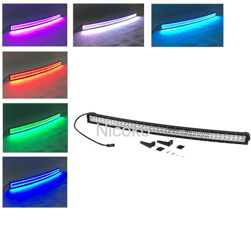 180w 32 Inch Curved Led Bar Off Road Lights Fog Lights Boat Lighting Headlight with RGB Halo ring wiring harness