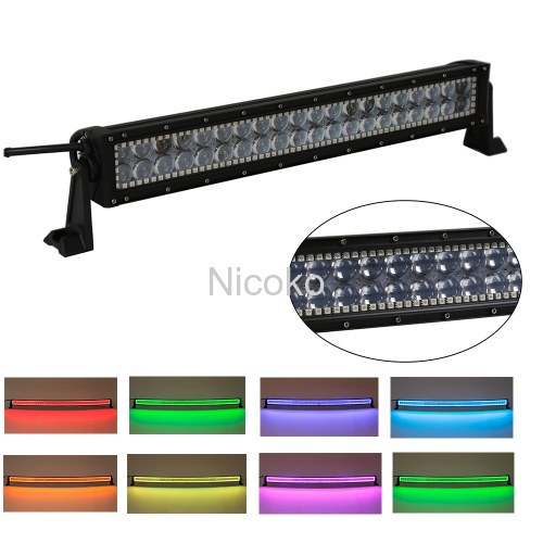 22inch 120w Straight Cree Led Bar Off Road Lights Fog Lights Boat Lighting Headlight with RGB Halo ring wiring harness