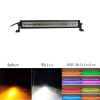 Led light bar 22&quot; 120W Straight White Amber LED Lights flashing lights with ColorMorph RGB halo ring wiring harness