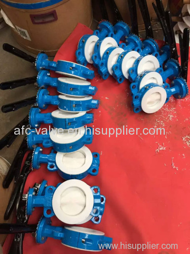 PTFE Lined wafer type butterfly valves with handle and ball valves
