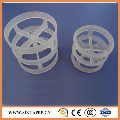 Plastic pall ring for distillation tower filling
