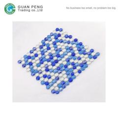 Blue Diamond Crystal Mosaic Mirror Round Tiles Glass Mosaic Backsplash