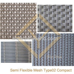 stainless steel semi flexible woven wire & rope mesh curtain facade