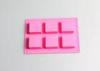 6 Cavity Square Rubbe Silicone Chocolate Molds Pink Color Diswasher Safe