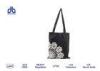 Black Cotton Shopping Bags 110g / M Reusable Cotton Bags With White Silk Print