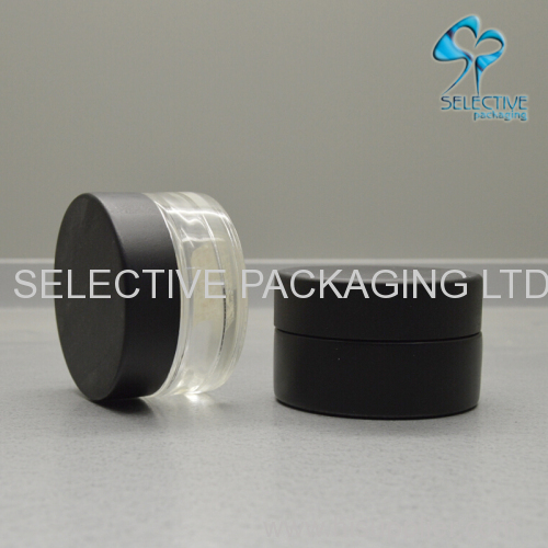 cosmetic cream screw cap jar with black wood cap black printing