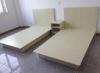 Beige Modern Hotel Room Furnishings Small Wooden Double Bed Moistureproof