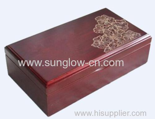 Red Wooden Packing Box With Flower Logo
