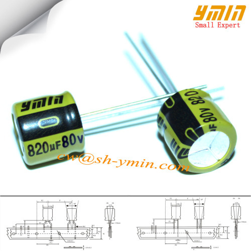 820uF 80V 18x20mm Capacitors LKM Series 105C 7000 ~ 10000 Hours Radial Aluminum Electrolytic Capacitors for CFL Light