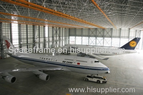 Prefab space frame arch hangar for plane steel grid structure