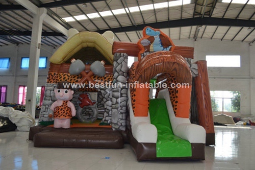 Stone age with dinosaur inflatable jumping castle with slide