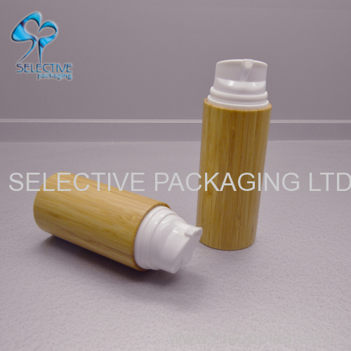 Plastic Airless Bottle Bamboo wooden Packaging Lotion Container