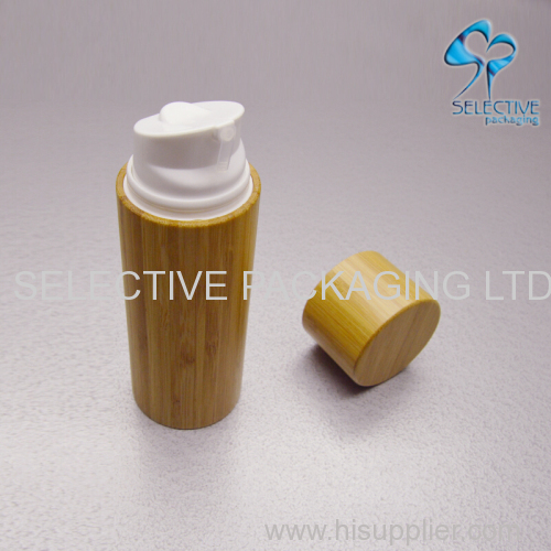 Plastic Airless Bottle Bamboo wooden Packaging Lotion Container