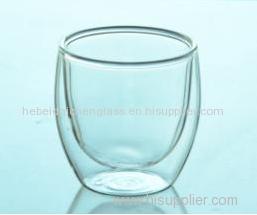 Wholesale Handmade Double Wall Iced Clear Glass Wine Cup