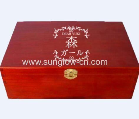 Red Wooden Packing Box With lock