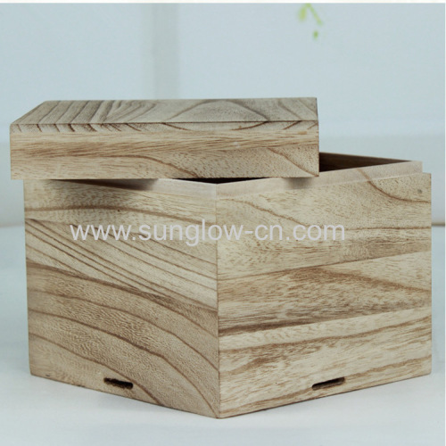 Wooden Storage Box With Burnt Color