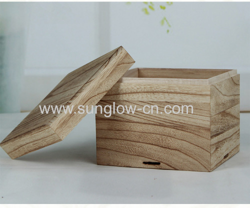 Wooden Storage Box With Burnt Color