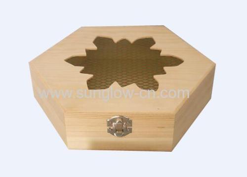 Wooden Gift Box With Green Mesh Inside