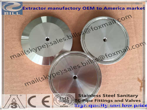 Sanitary Stainless Steel Tri Clamp End Cap Center with a hole