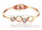 Womens Stainless Steel Bracelets / Rose Gold Bangle Bracelet With Diamond