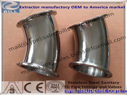 Stainless Steel Sanitary Tri Clamped 45 Degree Elbow