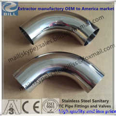 Miror Finished Stainless Steel Sanitary 90 Degree Elbow