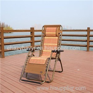 Zero Gravity Chair Folding Recliner Patio Lounger Bamboo Oxford Fabric Mixed
