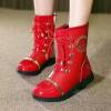 Fashion Female Red Lace Up Boots