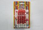 White Heart Shape Print Birthday Candles Red Stick Paraffin Wax Material