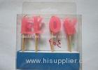 Romantic Love Pink Alphabet Letter Birthday Candles with Wooden Pick